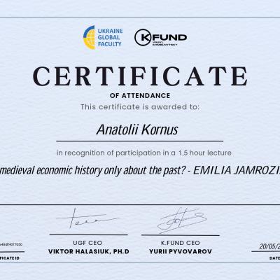Certificate Emilia Jamroziak