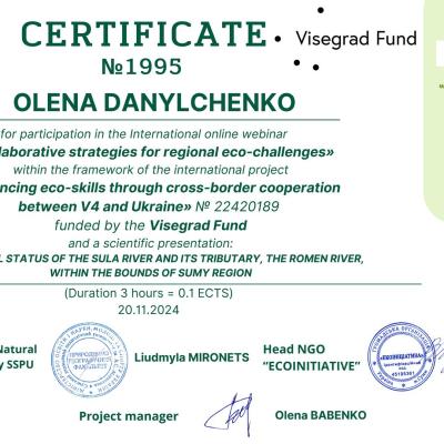Olena Danylchenko Sertifikat